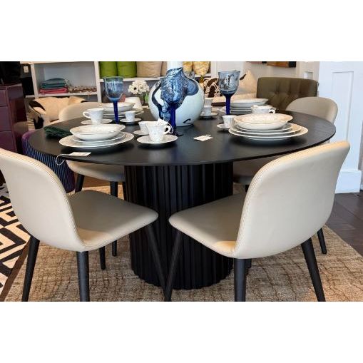 Round Black Wood Pedestal Dining Table