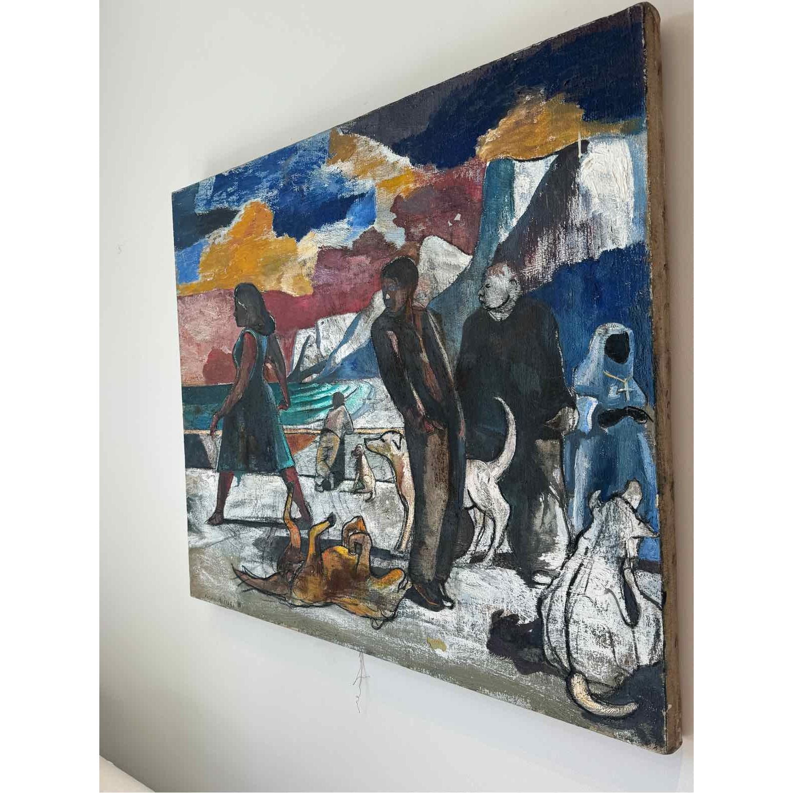 "Women in Blue Dress" by Paton Miller  43.5"W x 35.5"H - colletteconsignment.com