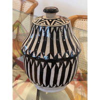 Moroccan Prism Pattern Glazed Ceramic Urn