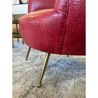 Custom Kelly Wearstler Souffle Chair in Red Croc-Embossed Leather - 34"W x 33"D