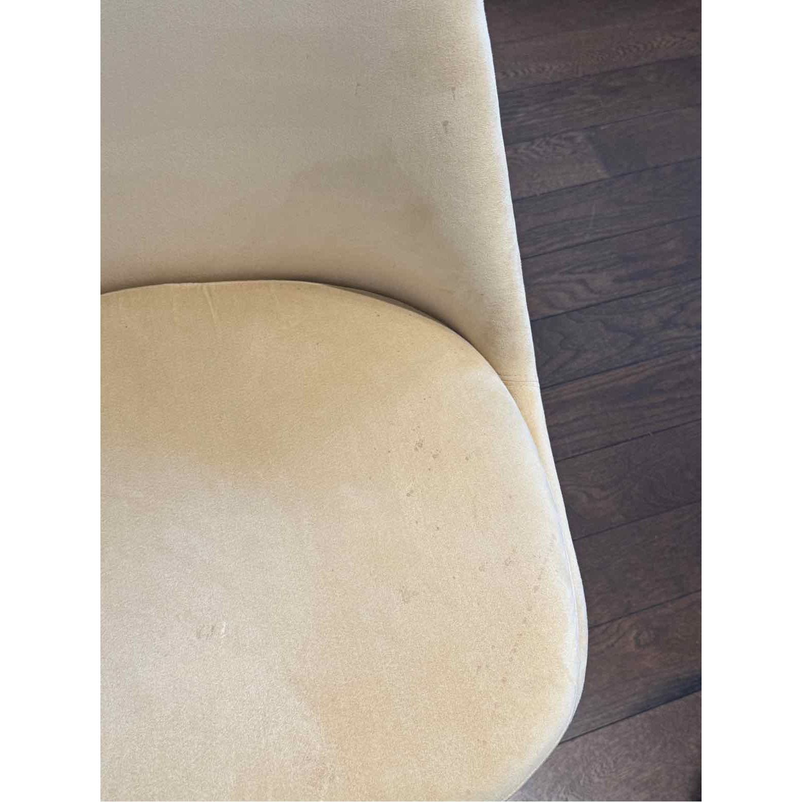 SET of 6 White Tulip Chairs w/ Full Tan Suede Upholstery by Knoll