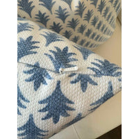 Pair of Custom Trival Blue Over White Sunbrella Pillows