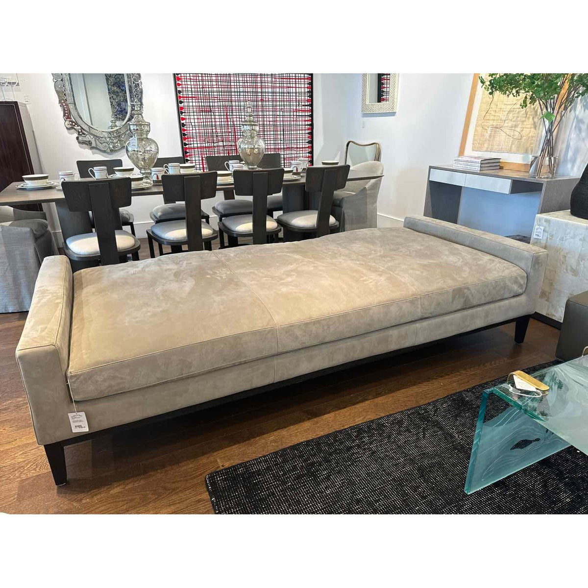 Custom RH Italia Leather Bench/Daybed - in Suade w/ Oak Base 92"Lx40"Wx22.5"H