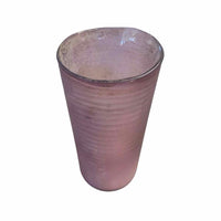 Asymmetrical Ribbed Purple Glass Vase