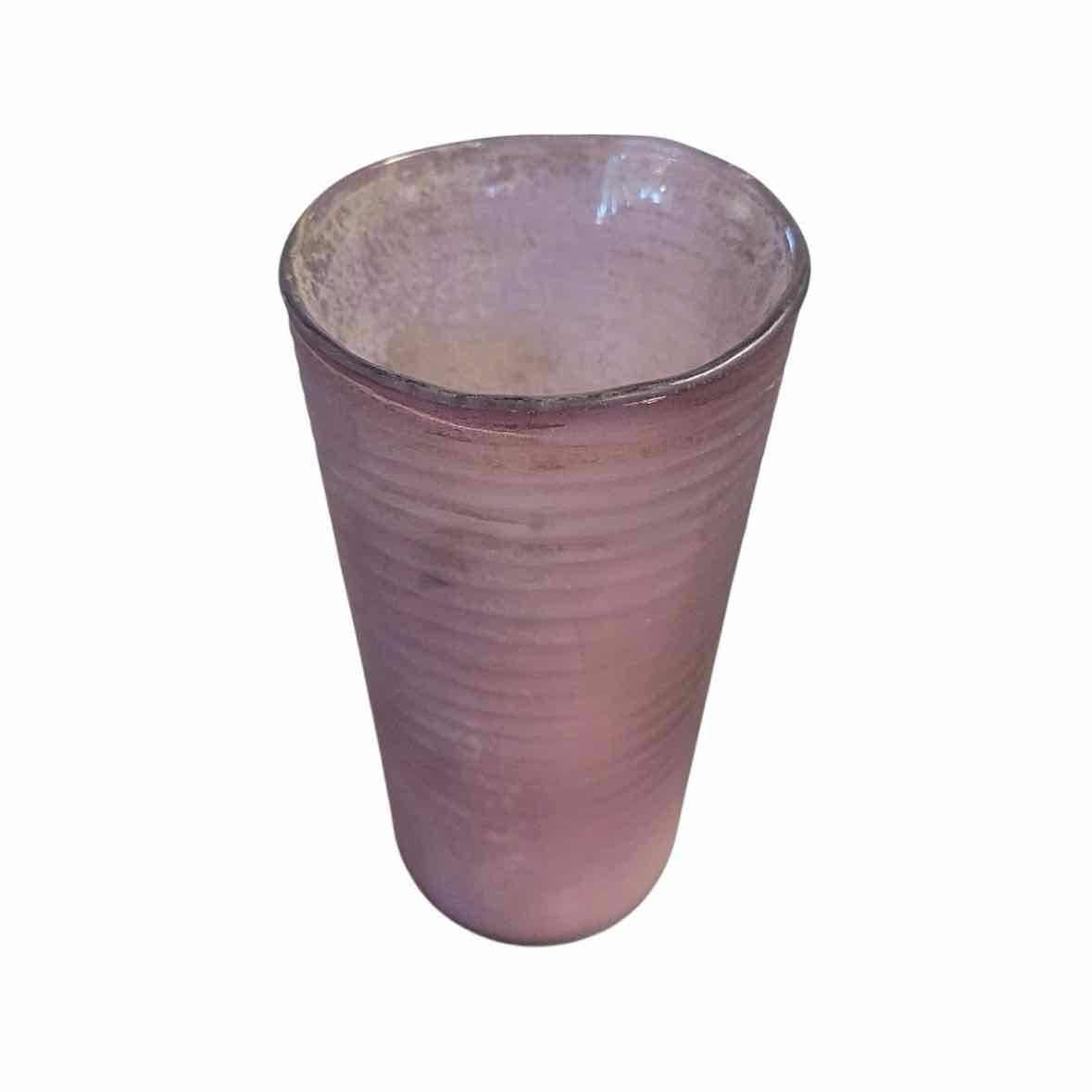 Asymmetrical Ribbed Purple Glass Vase