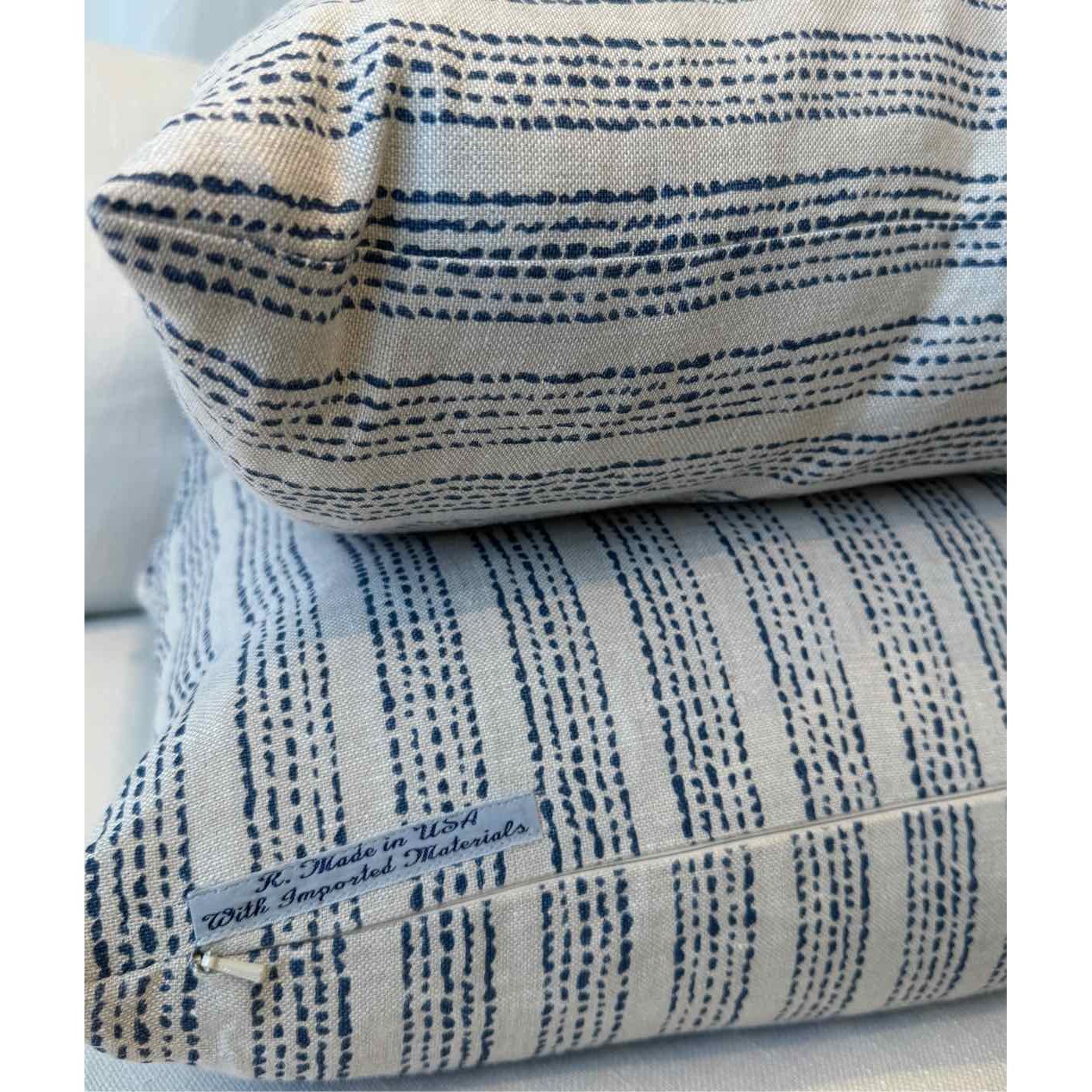 Pair of Mini Dot Stripe Pattern Linen Pillows