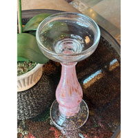 Pink Brushed Art Glass Candlestick