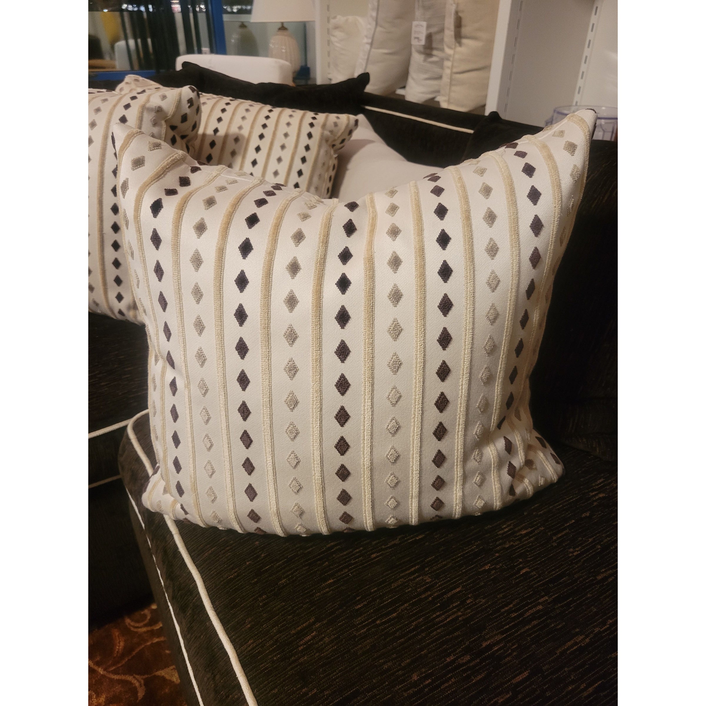 Diamond Embroidered Square Pillow