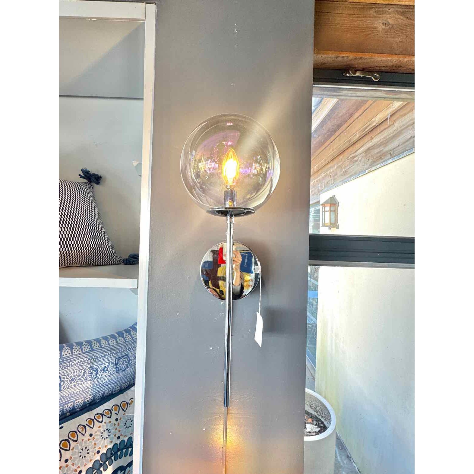 Brass Iridescent Globe Sconce by Anthropologie