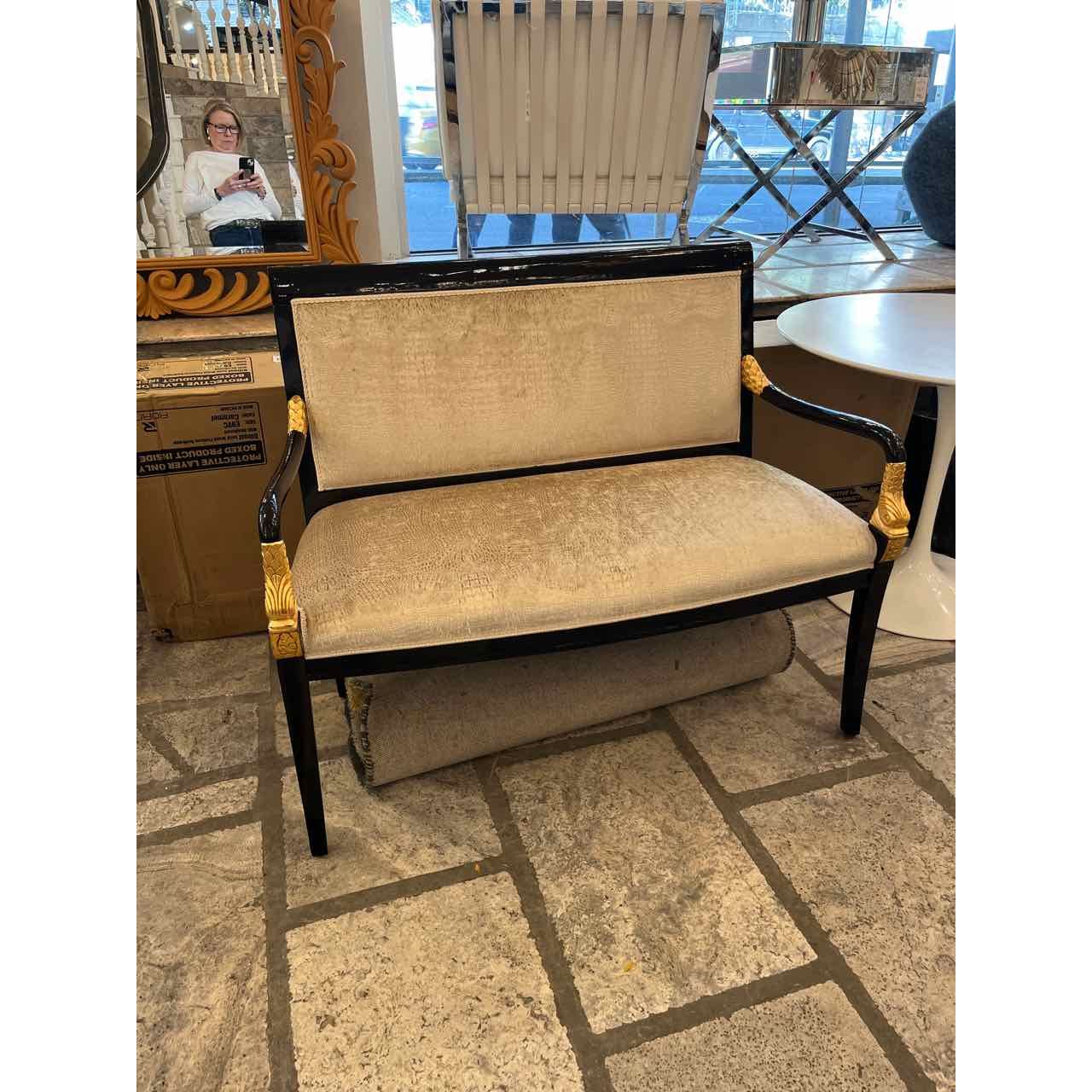 Black & Gilt Settee w/Osborne & Little Upholstery Fabric