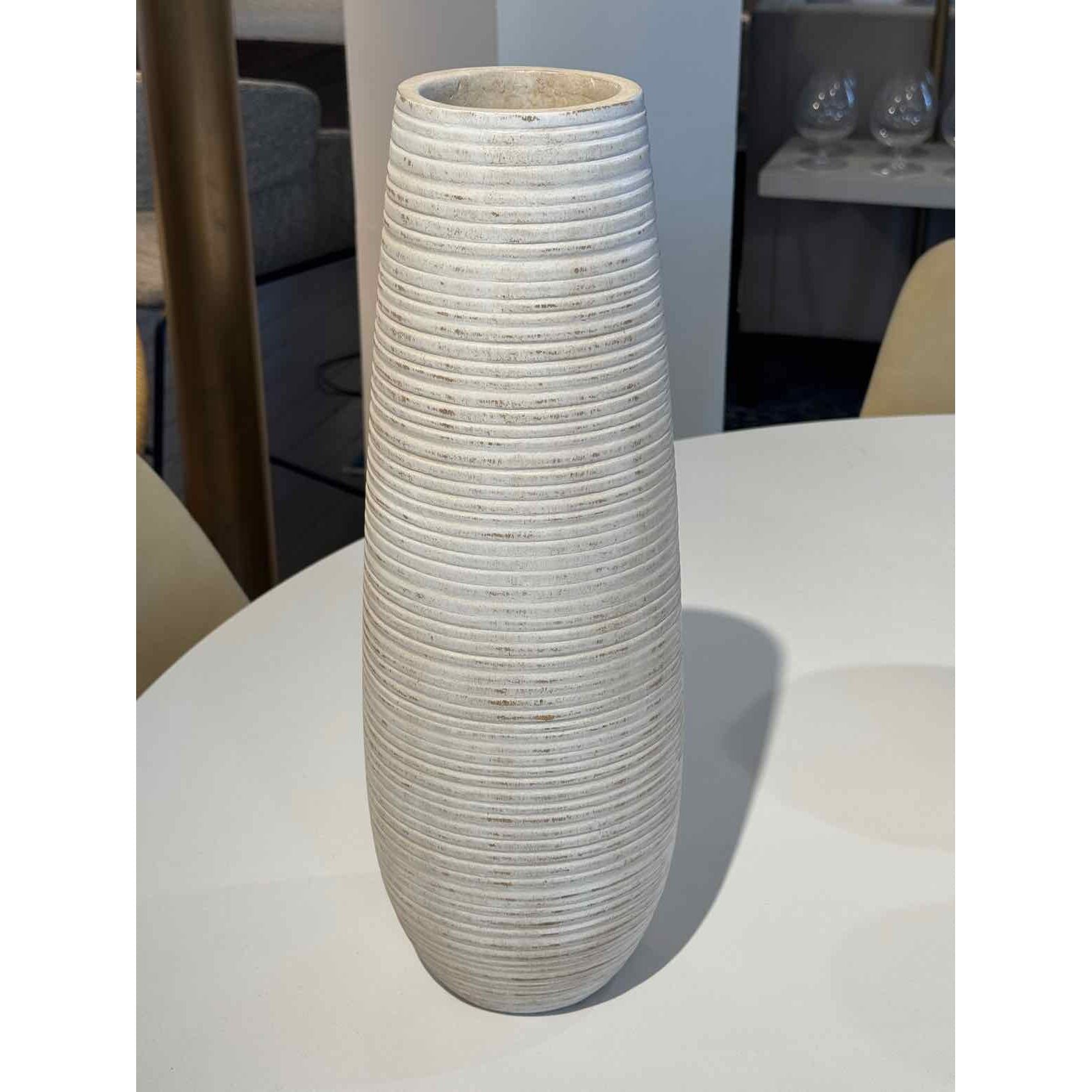 White Ridged Vase