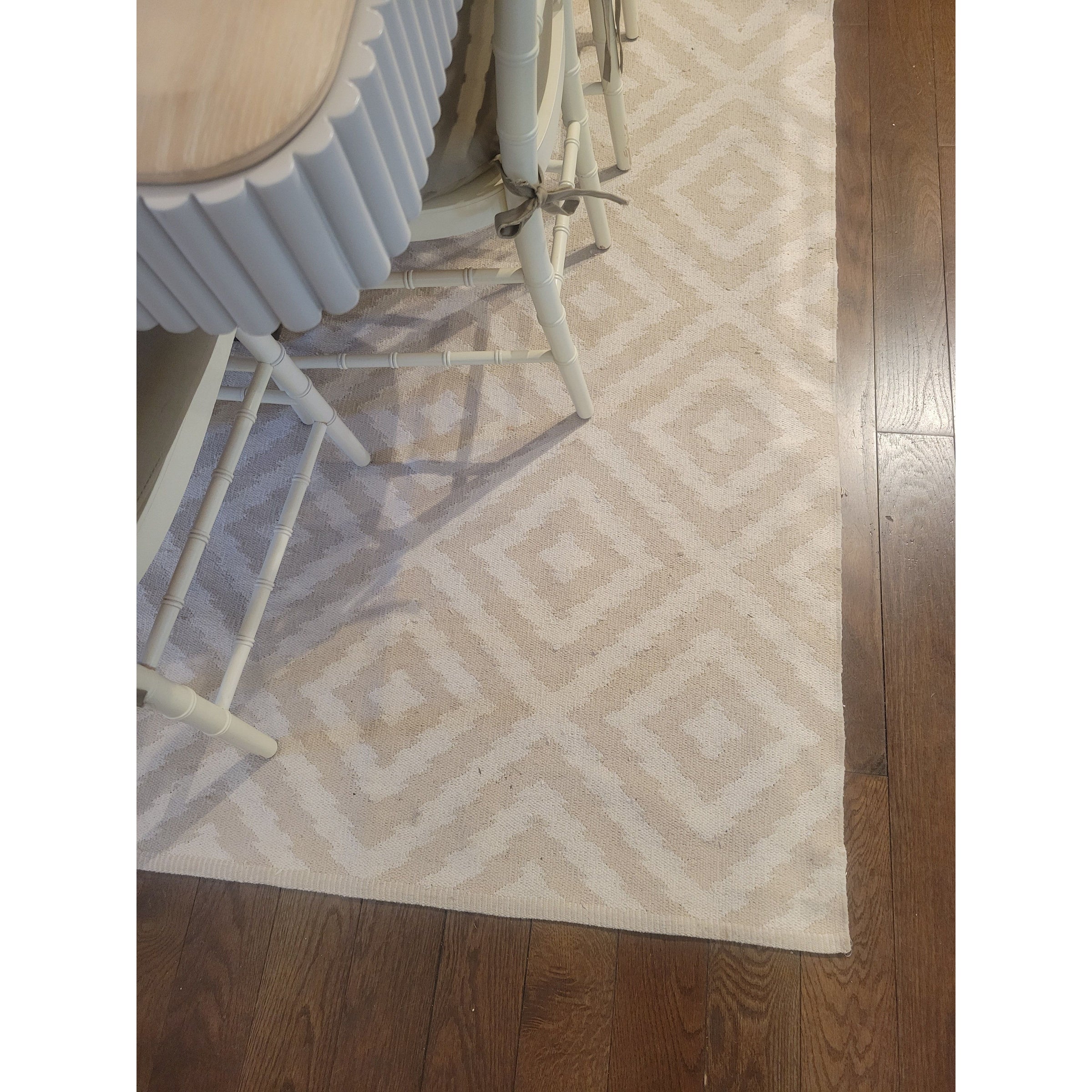 8x10-ft Hand-Woven Beige Cotton Chevron Rug by Bunny Williams for Dash & Albert