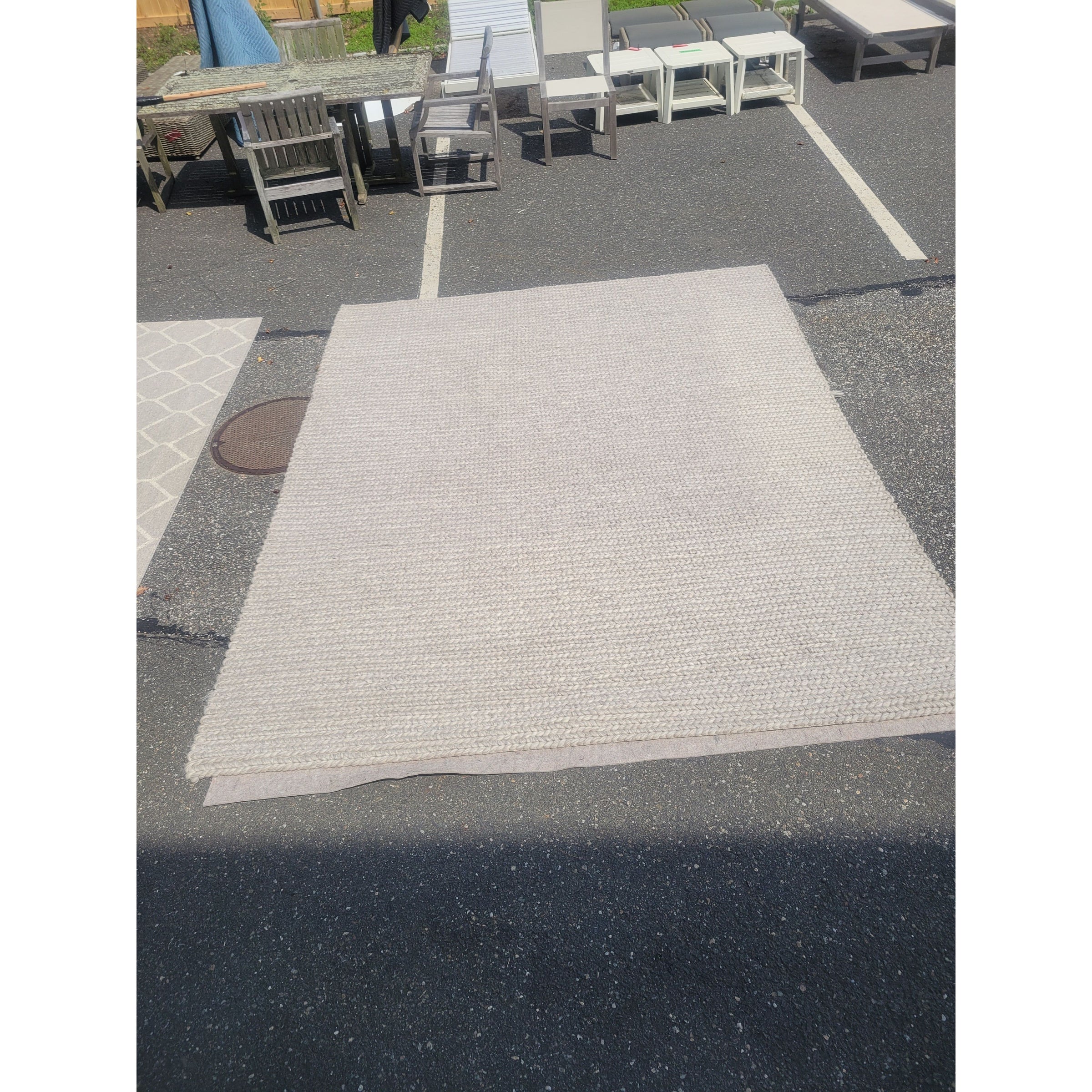 8x10 Gray Marled Chunky Braided Wool Rug by Ben Soleimani for RH