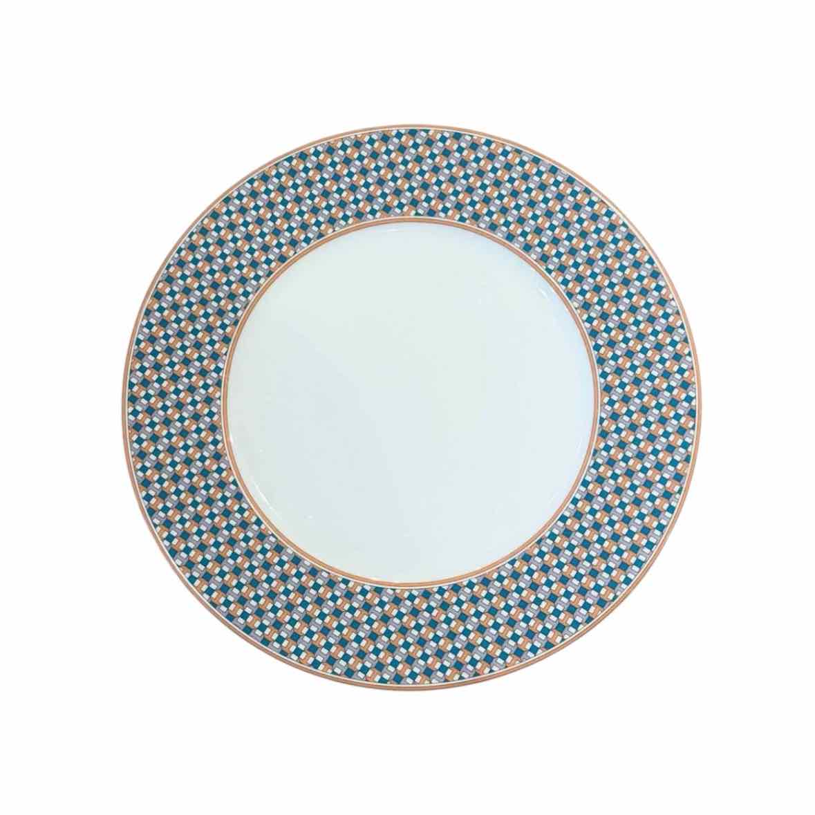 HERMES TIE SET ディナープレート2枚 Hermes Tie Set Porcelain Salad / Dessert Plate w/ Green Trim