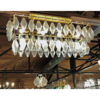 Adeline Rectangular Chandelier in Gold Leaf Finish 52"W x 21"D x 18.5"H - colletteconsignment.com