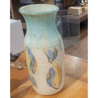 Mary Jaffe Pottery Vase w/ Fish Motif - colletteconsignment.com