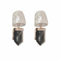 Pair of Smoky Quartz and Polished Nickel Wall Sconces - colletteconsignment.com