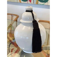 Moroccan White Terracotta Urn w/ Tassel