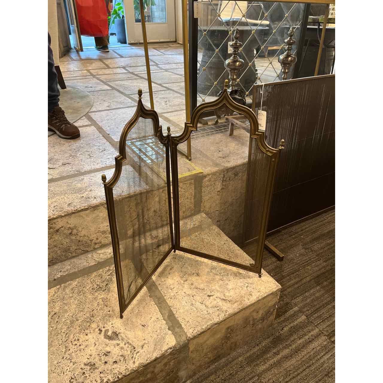 Antique Brass Fireplace Screen - colletteconsignment.com