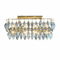 Adeline Rectangular Chandelier in Gold Leaf Finish 52"W x 21"D x 18.5"H - colletteconsignment.com