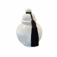 Moroccan White Terracotta Urn w/ Tassel