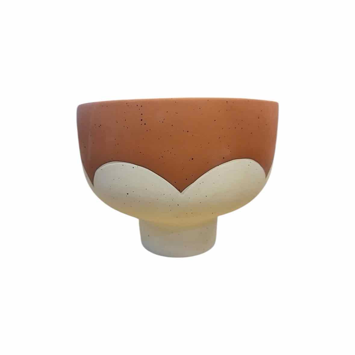 Matte Mauve & White Ceramic Pot