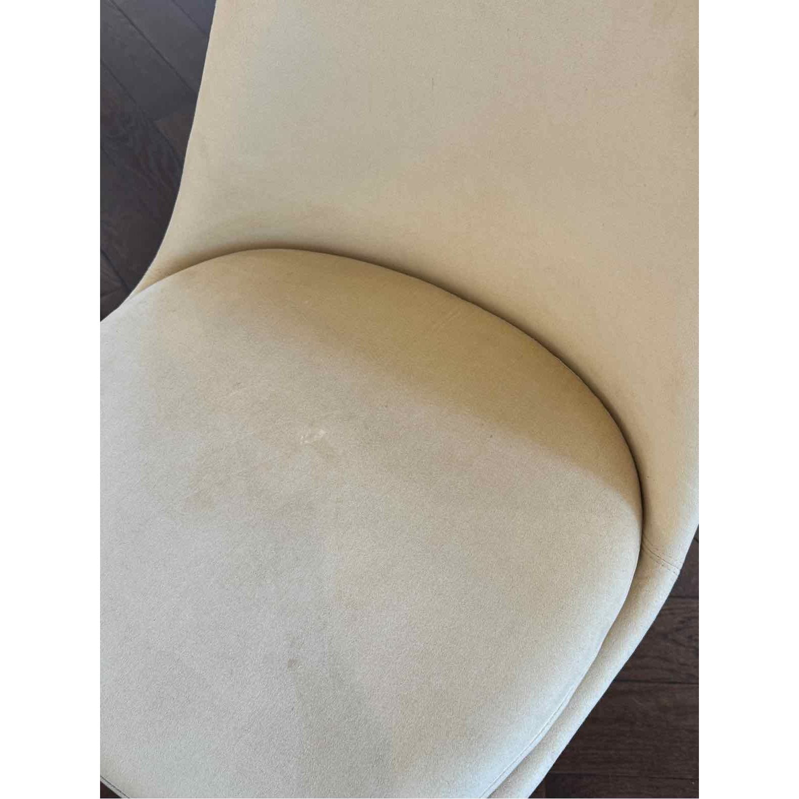 SET of 6 White Tulip Chairs w/ Full Tan Suede Upholstery by Knoll