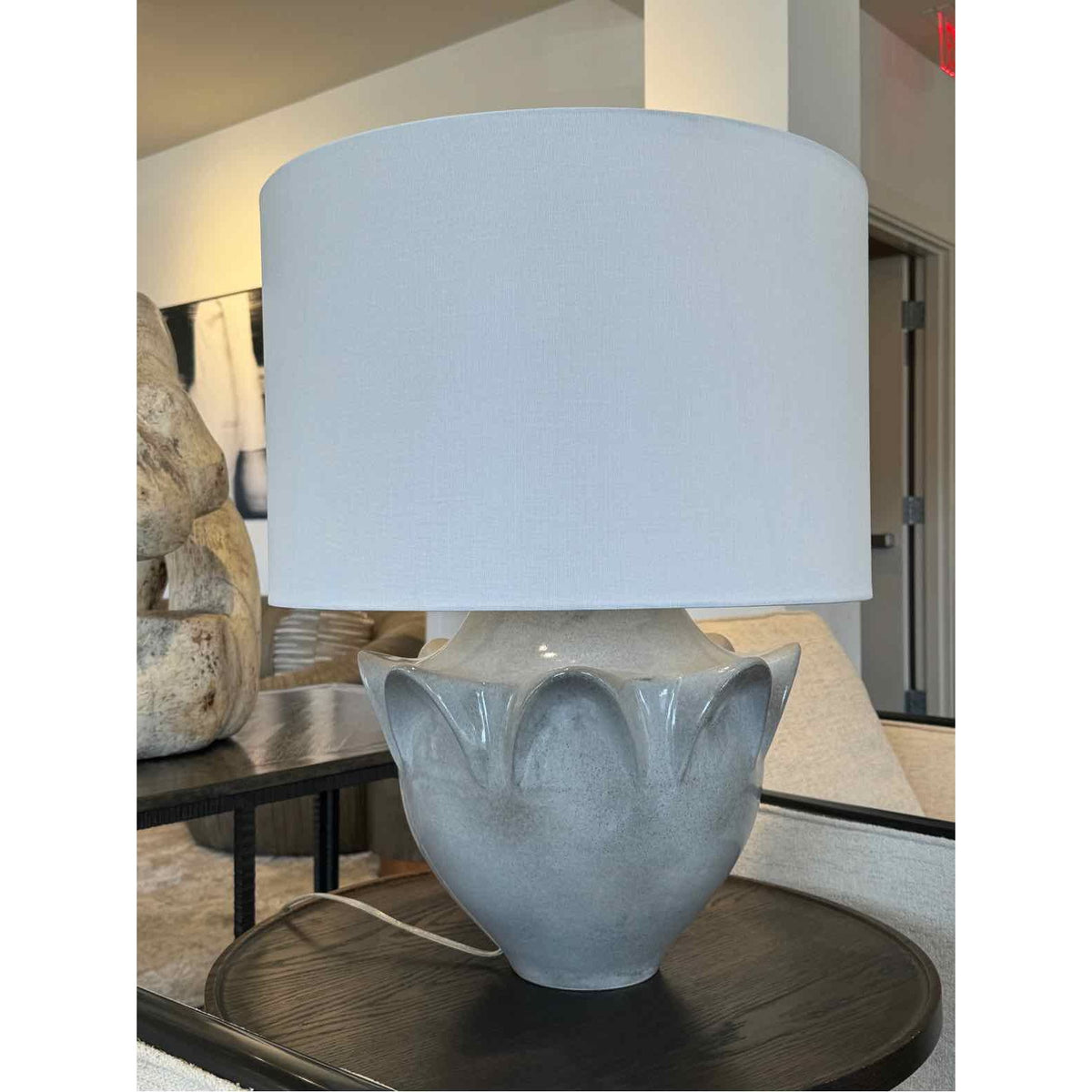 Large Grey Ceramic Lamp by Arteriors