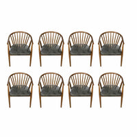 SET of 8 'Danson' Ash Wood Sleigh Back Chairs by Nuevo - AS IS
