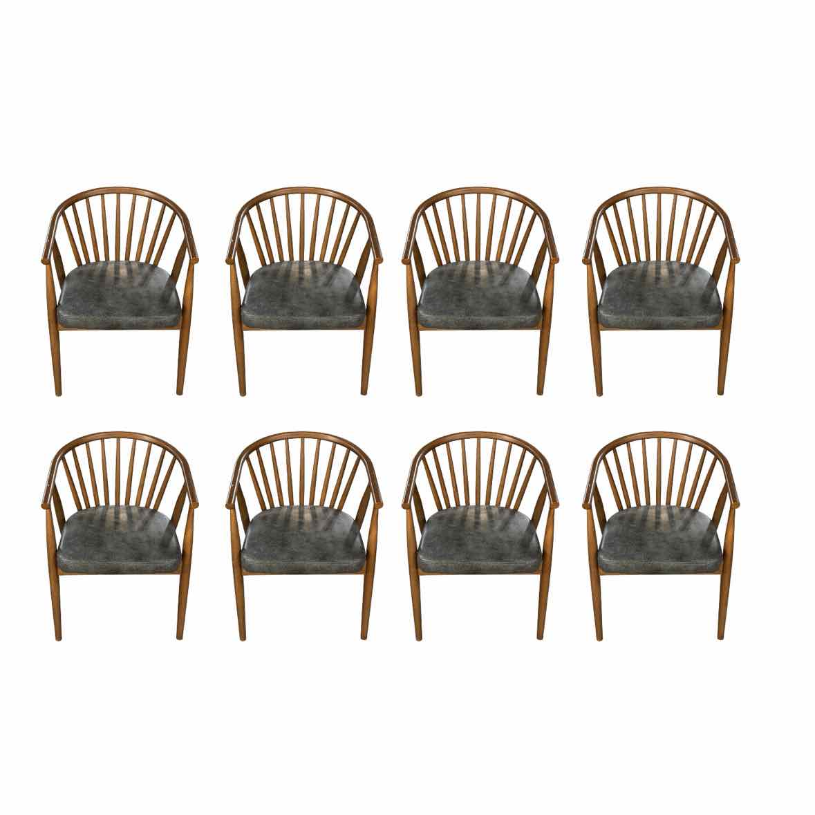 SET of 8 'Danson' Ash Wood Sleigh Back Chairs by Nuevo - AS IS