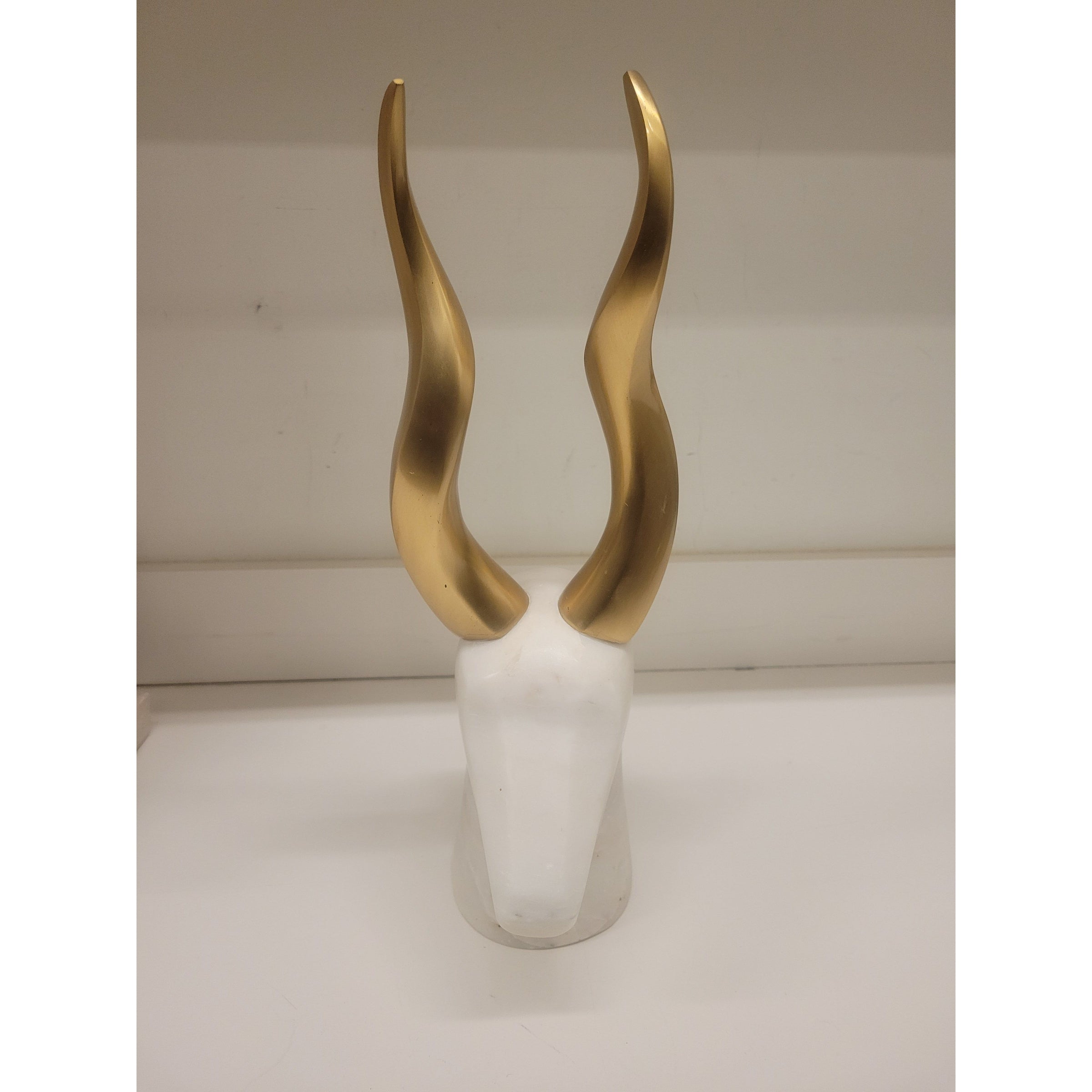 Marble & Brass Gazelle Head Sculpture by Williams-Sonoma