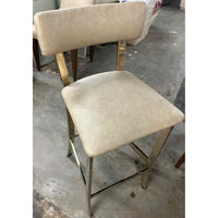 Set of 4 Klismos Leather with Brass Bar Stools by Artistic Frame