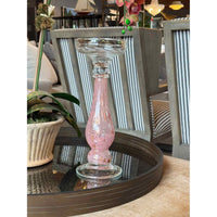 Pink Brushed Art Glass Candlestick