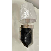 Pair of Smoky Quartz and Polished Nickel Wall Sconces - colletteconsignment.com