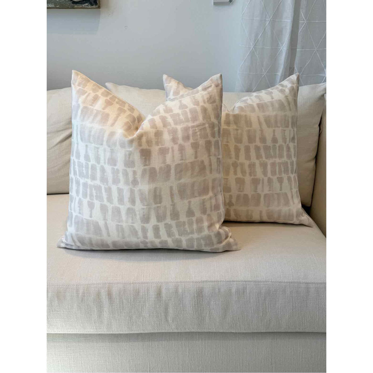 Pair of Custom Light Purple Abstract Pattern w/ Linen Pillows