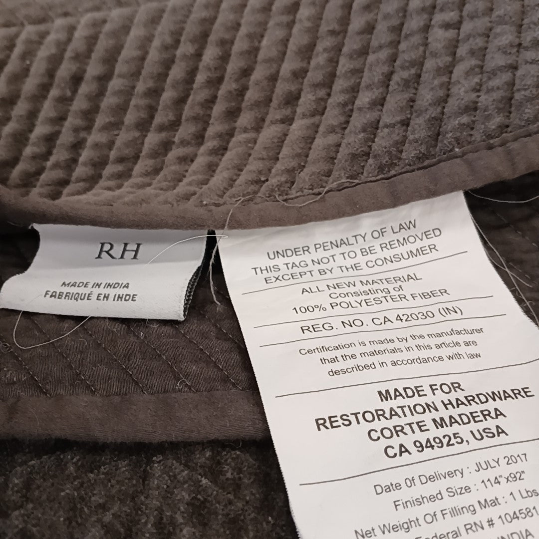 Dark Gray Velvet Chevron King Size Sham by RH 114"-x92"