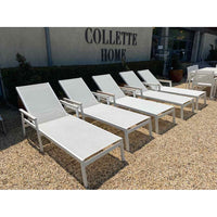 Pair of White/Teak Gloster Lounges-Outdoor
