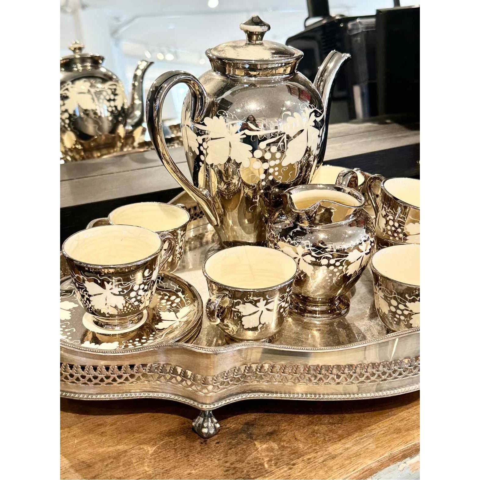 Vintage English Silver Plated Small Tray 18.5"Lx12"Wx3'H - colletteconsignment.com