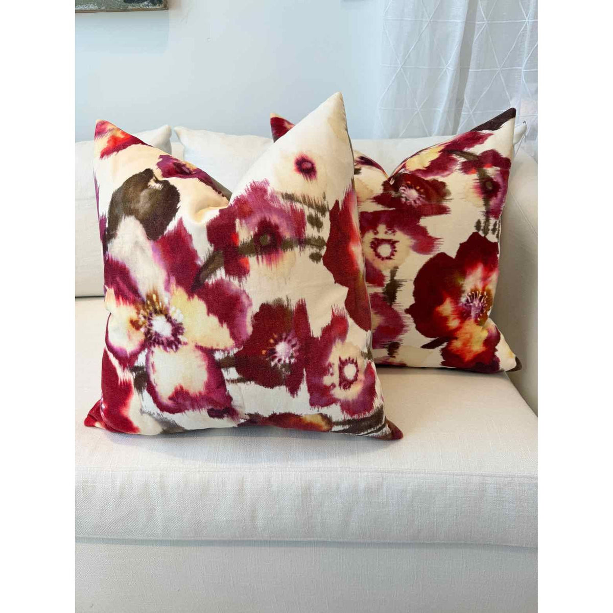 Pair of Custom  Abstract Mulicolor Velvet Pillows