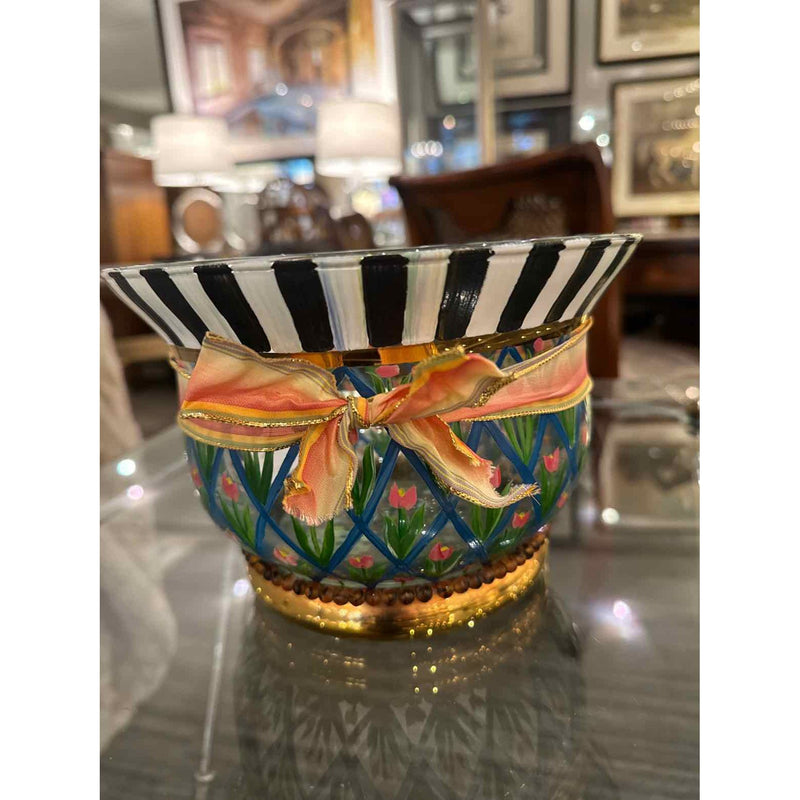Mackenzie-Childs Circus Bowl/with Tulips signed Victoria  - rare find