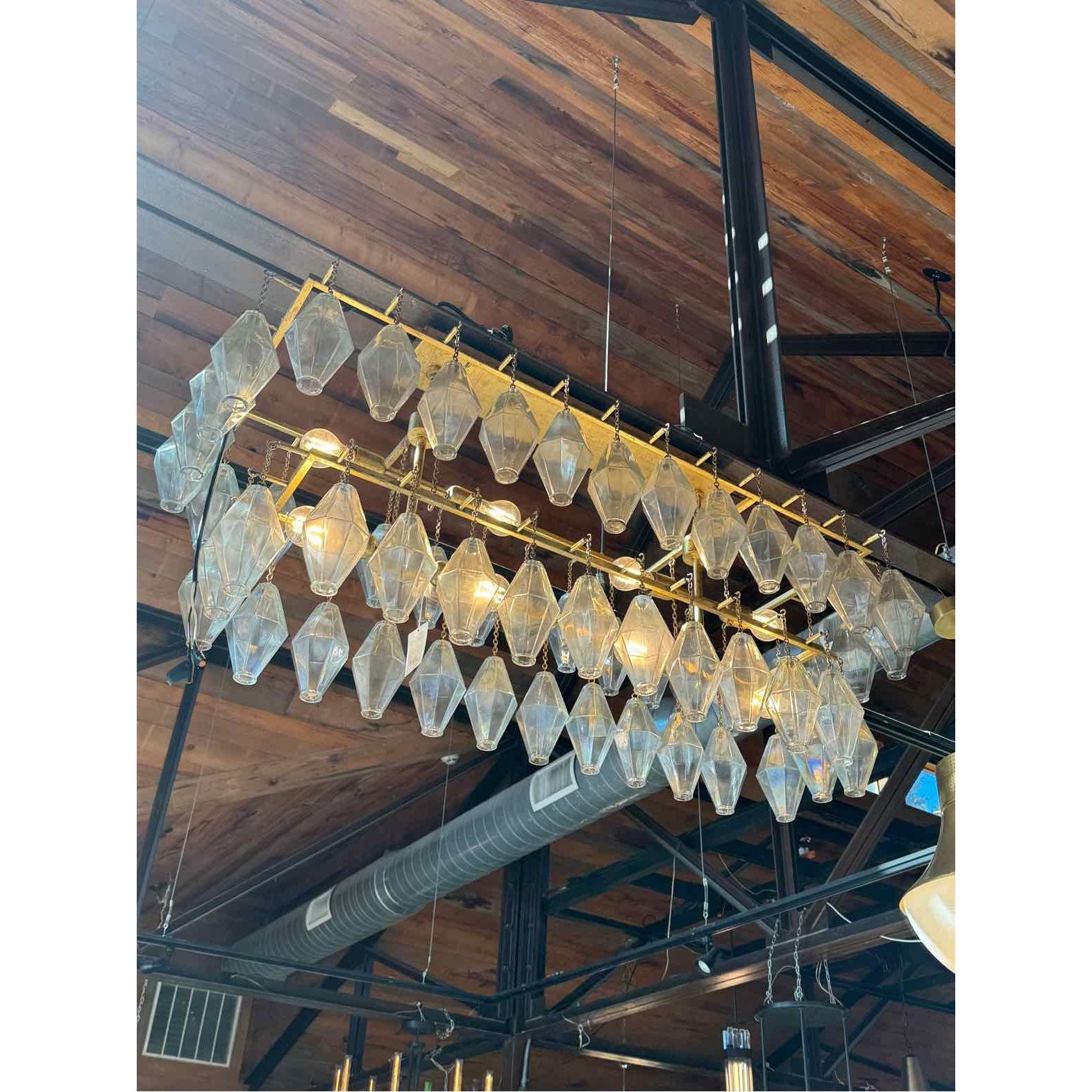 Adeline Rectangular Chandelier in Gold Leaf Finish 52"W x 21"D x 18.5"H - colletteconsignment.com