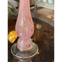 Pink Brushed Art Glass Candlestick
