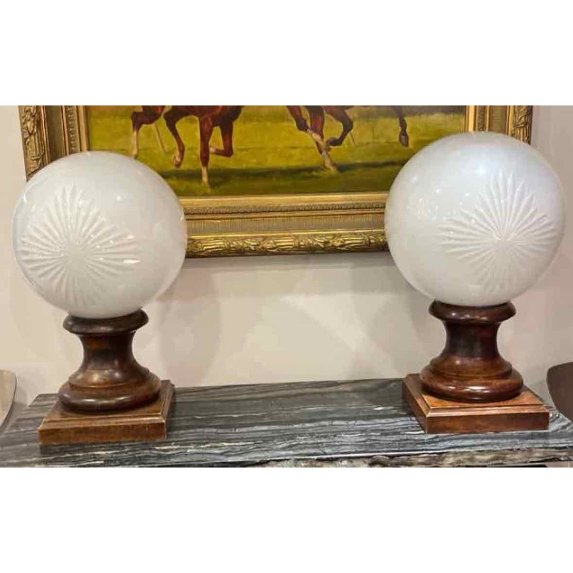 Pair of 1930's French Apothecary Counter Globes