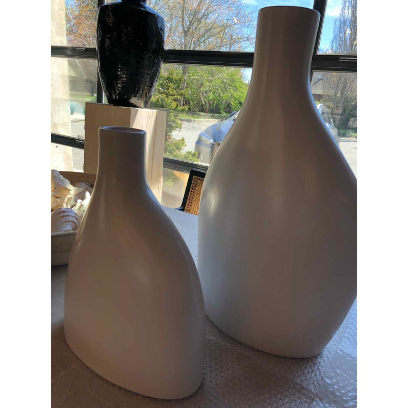 Jonathan Adler White Large Offset Vase