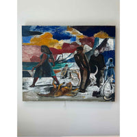 "Women in Blue Dress" by Paton Miller  43.5"W x 35.5"H - colletteconsignment.com