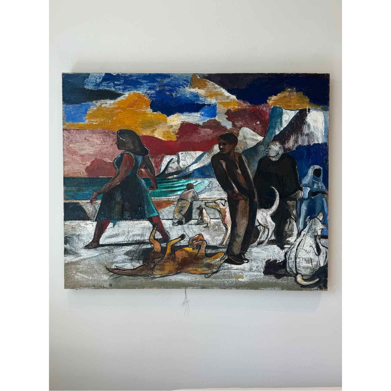 "Women in Blue Dress" by Paton Miller  43.5"W x 35.5"H - colletteconsignment.com