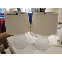 PAIR of Bubble Glass Table Lamps w/ White Shades