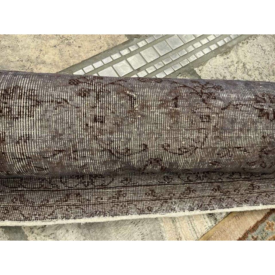 7x11 Handmade Indian Gray Over-Dye Silk & Wool Blend Country Carpet / Rug