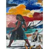 "Women in Blue Dress" by Paton Miller  43.5"W x 35.5"H - colletteconsignment.com