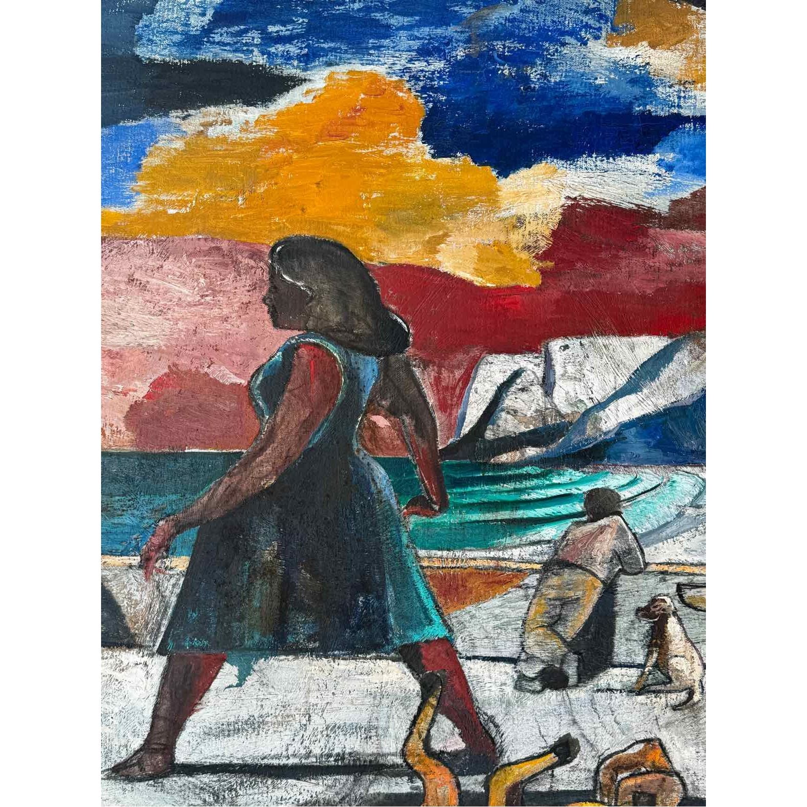 "Women in Blue Dress" by Paton Miller  43.5"W x 35.5"H - colletteconsignment.com